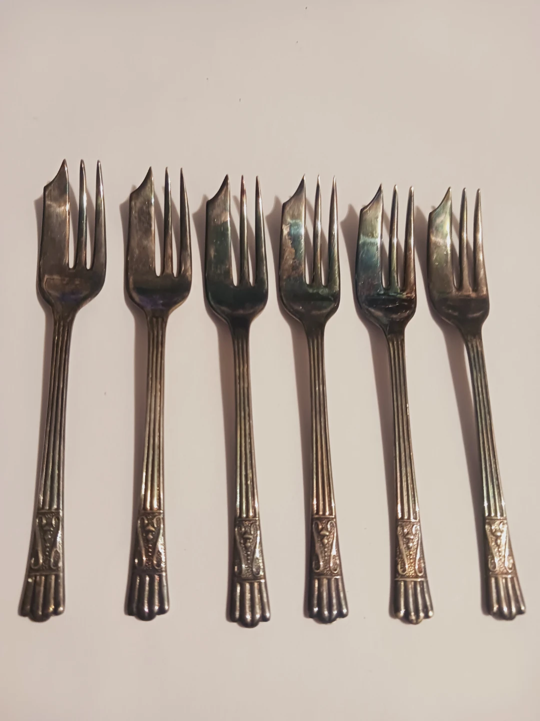 Set of 6 Vintage Small Silver Dessert Forks - photo 2