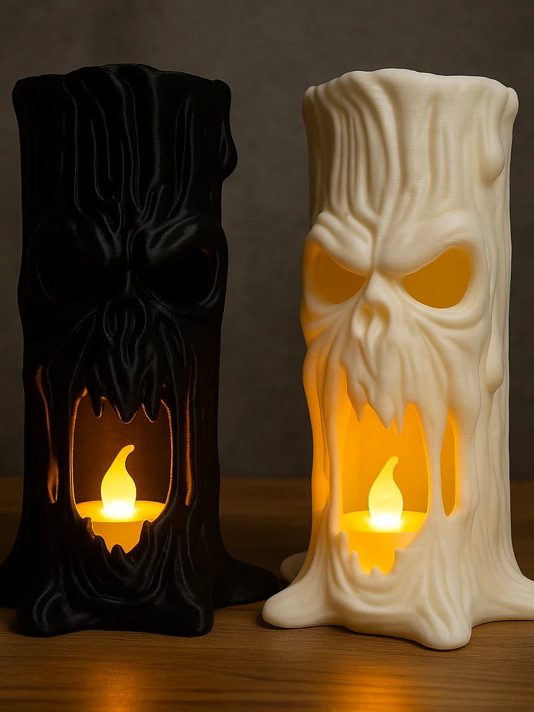 Spooky Tree Stump LED Candle Holders