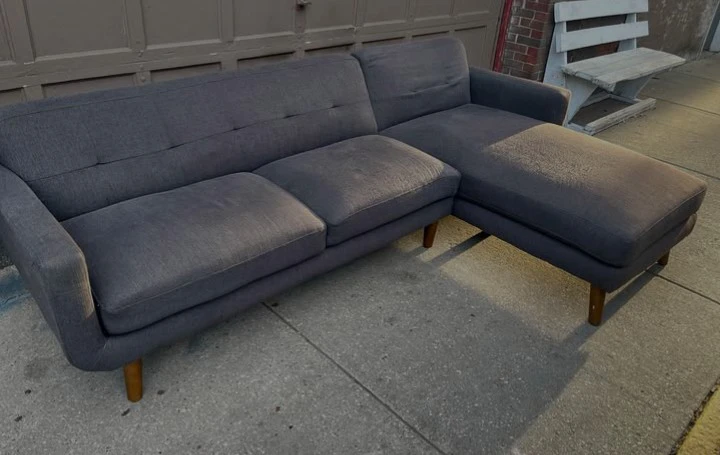Gray Mid-Century Modern Sectional Sofa with delivery