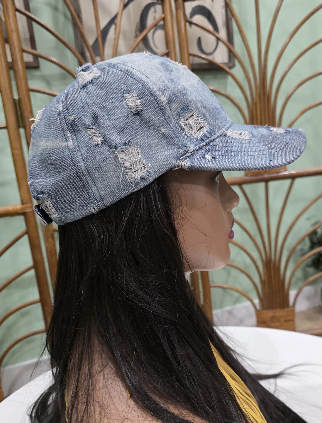 Distressed Denim Baseball Cap