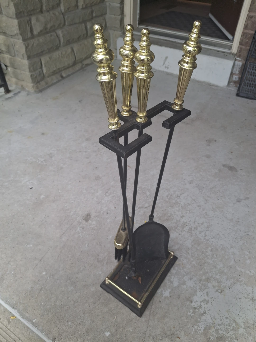 Fireplace Tool Set with Brass Handles - photo 2