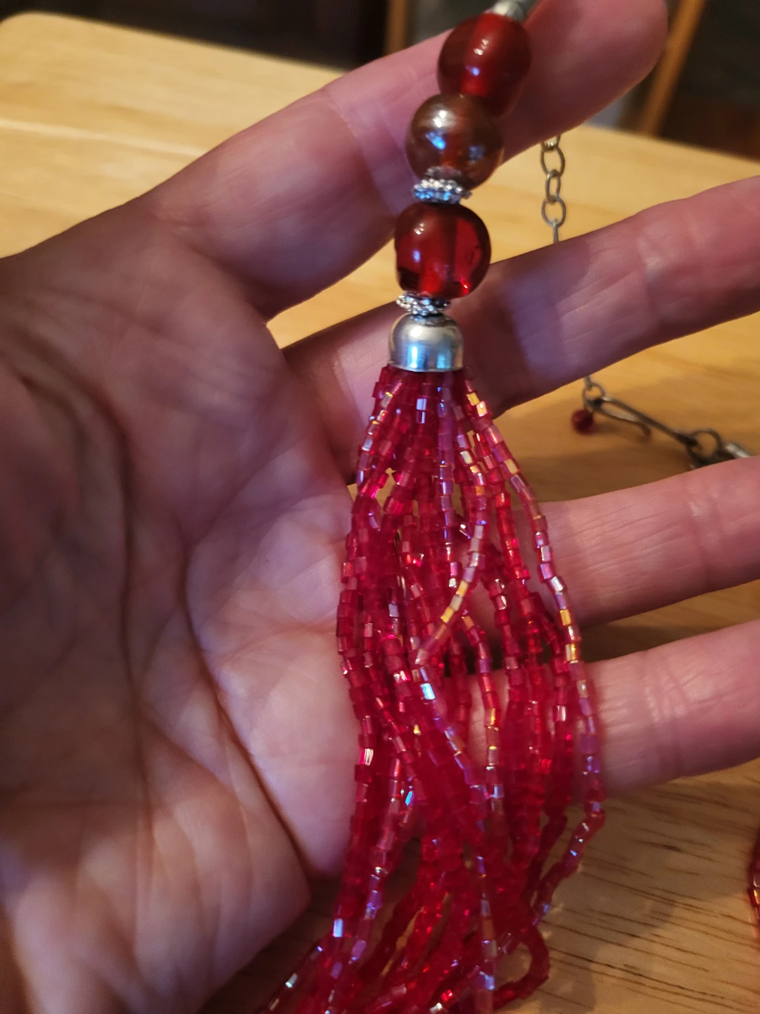 Tabi Red Beaded Statement Necklace - photo 2