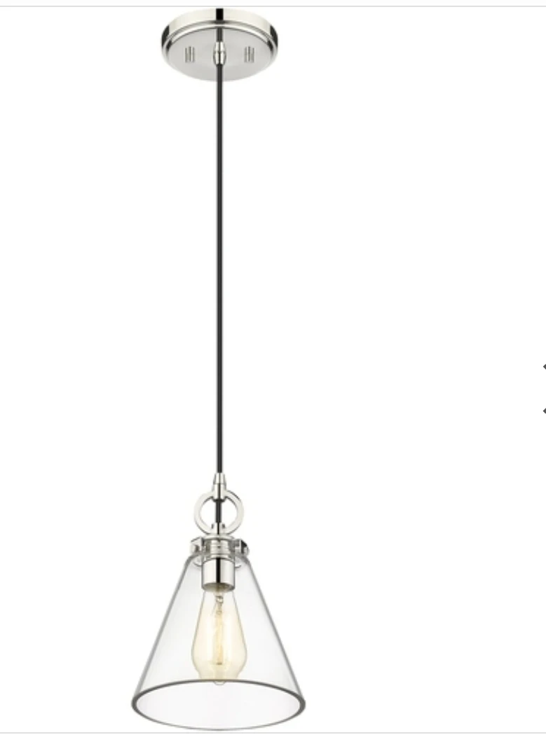 Clear Glass Pendant Light with Polished Nickel - photo 3