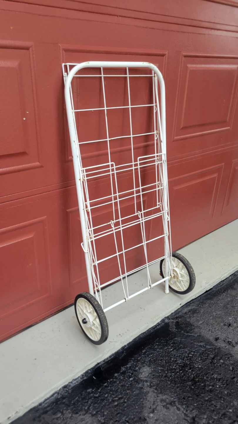 White Metal Folding Shopping Cart - photo 2