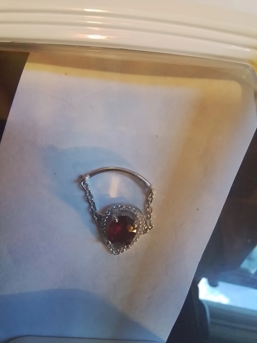 Rare 925 Sterling Silver Flame-Fusion Lab Ruby Teardrop - photo 4