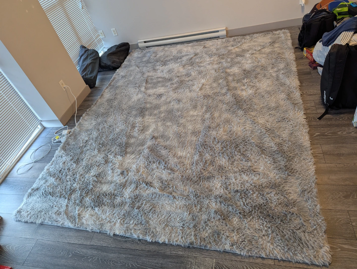 97"×122 Large grey fluffy area rug - photo 3