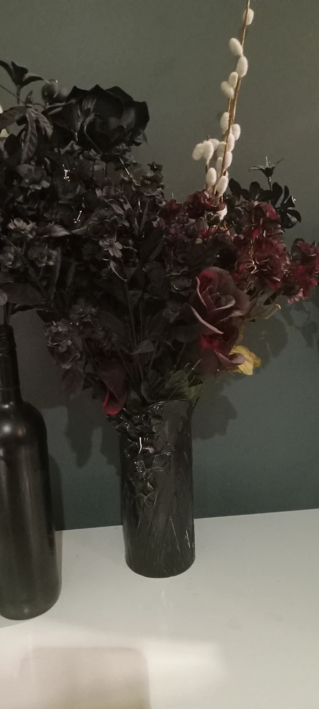 Set of Two Painted Glass Bottle Vases - photo 2