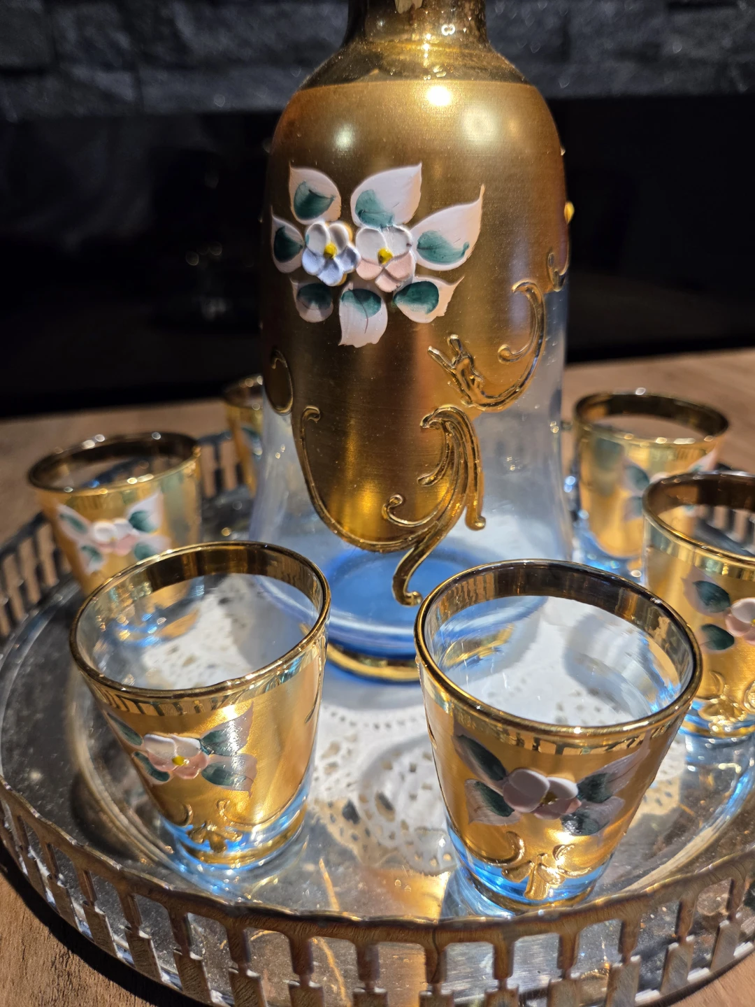 Vintage Hand-Painted Glass Liqueur Set - photo 2