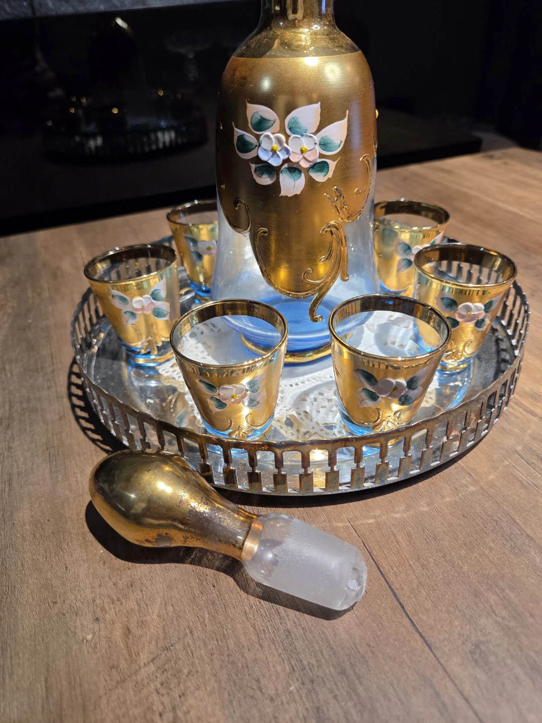 Vintage Hand-Painted Glass Liqueur Set - photo 3