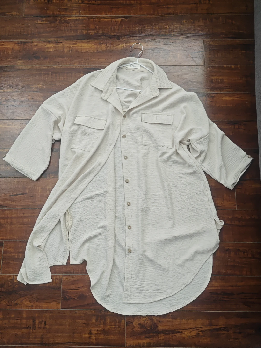 BSUBSEACH Beige Button-Down Shirt, Size L