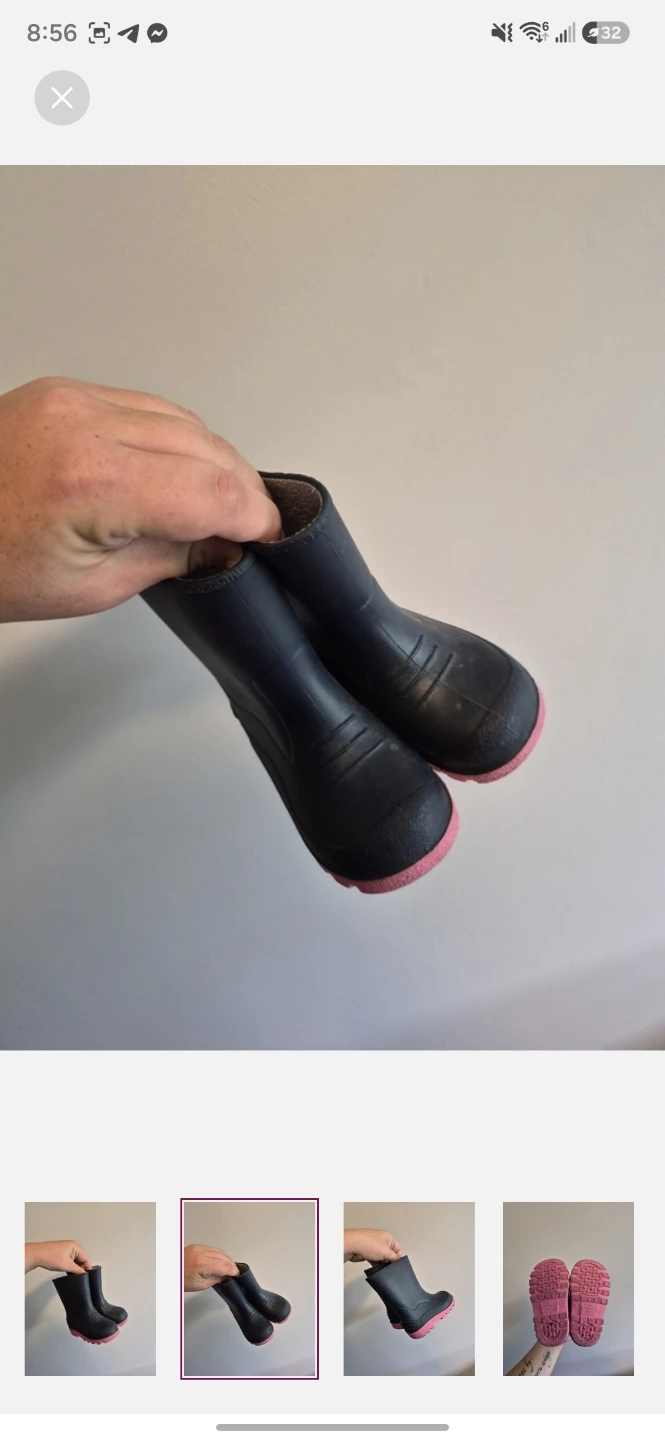 Kids Black and Pink Rain Boots Size 6 - photo 2