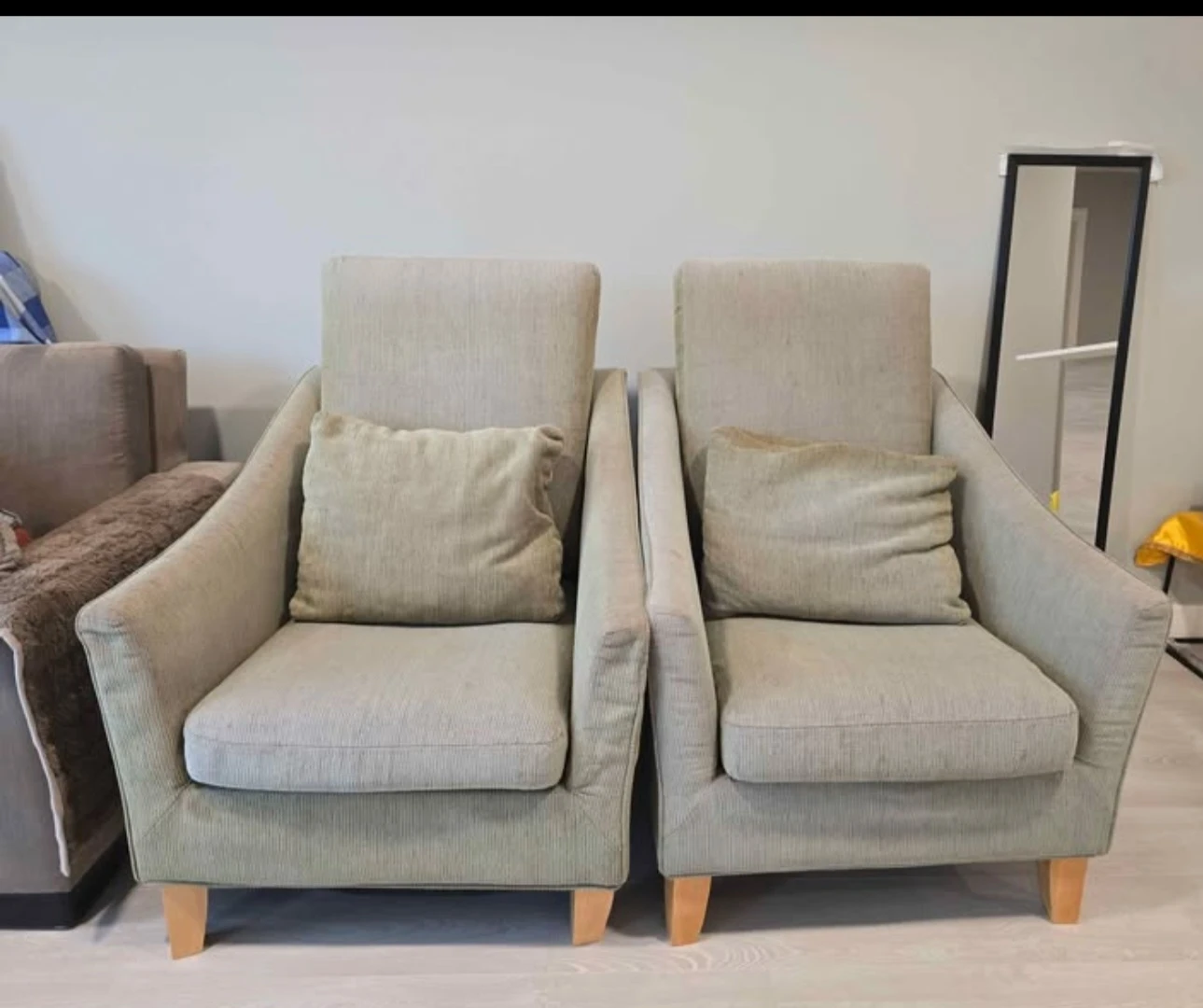 Light Grey / green Armchairs (Set of 2)