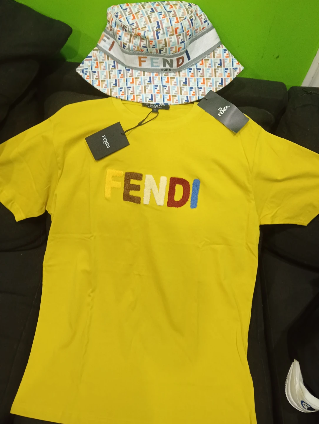 Fendi T-Shirt and Bucket Hat Set men's size M