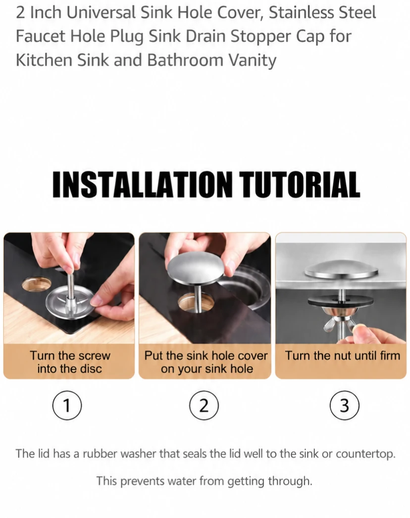 4x2 Inch Universal Sink Hole Cover - photo 4