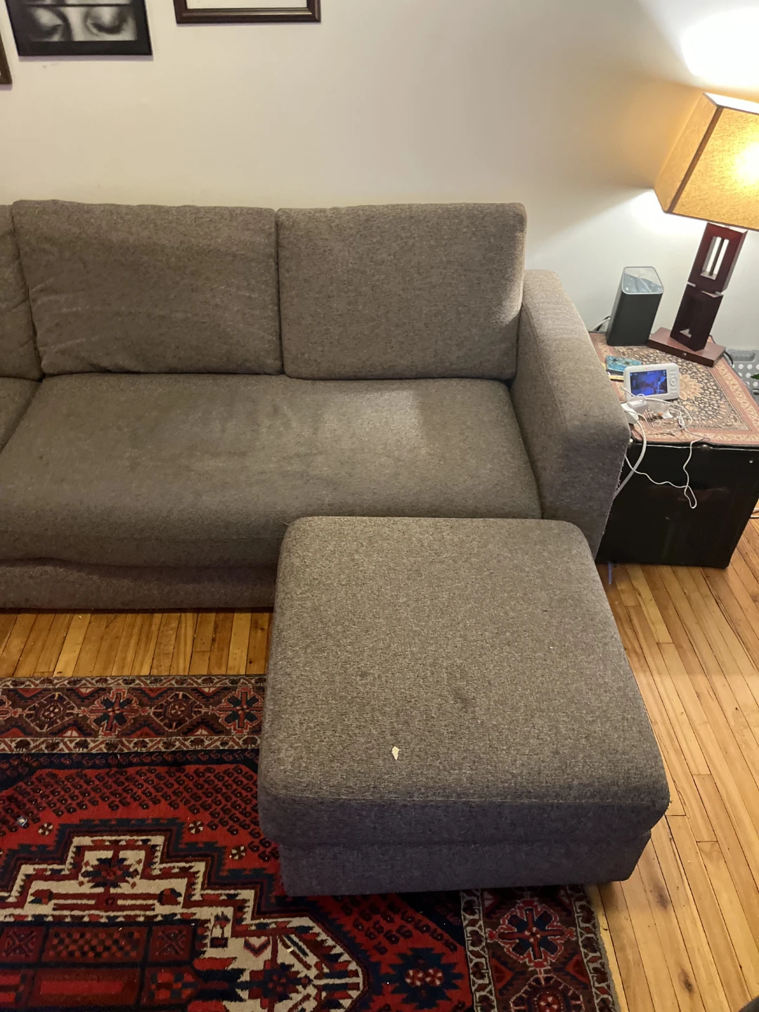 Grey Fabric Sofa with Matching Ottoman - photo 2
