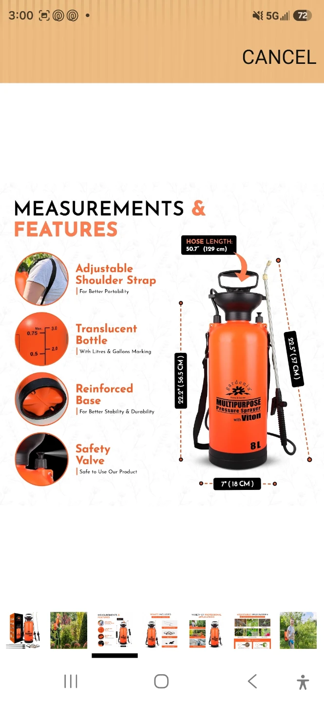 Gardenia 8L Multipurpose Pressure Sprayer - photo 2