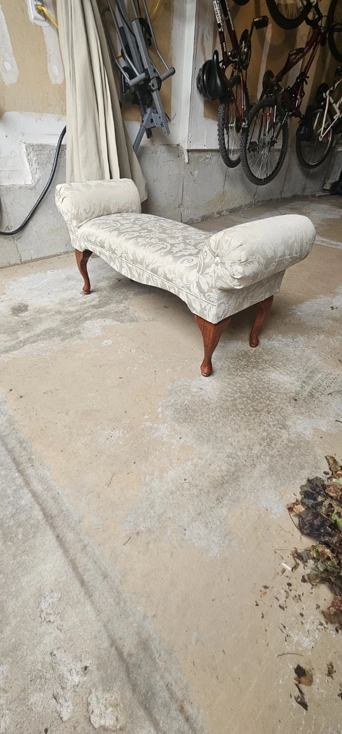 Upholstered Beige Floral Accent Bench - photo 4