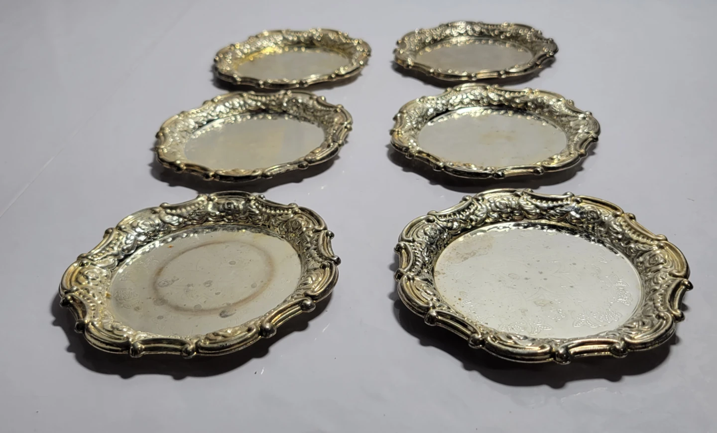 Set of 6 Vintage Silver Plated Coasters - photo 2