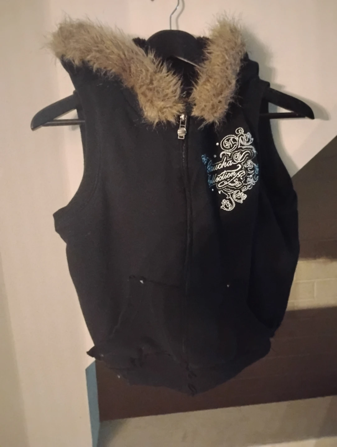 Gaucha Collection Black Faux Fur Hooded Vest