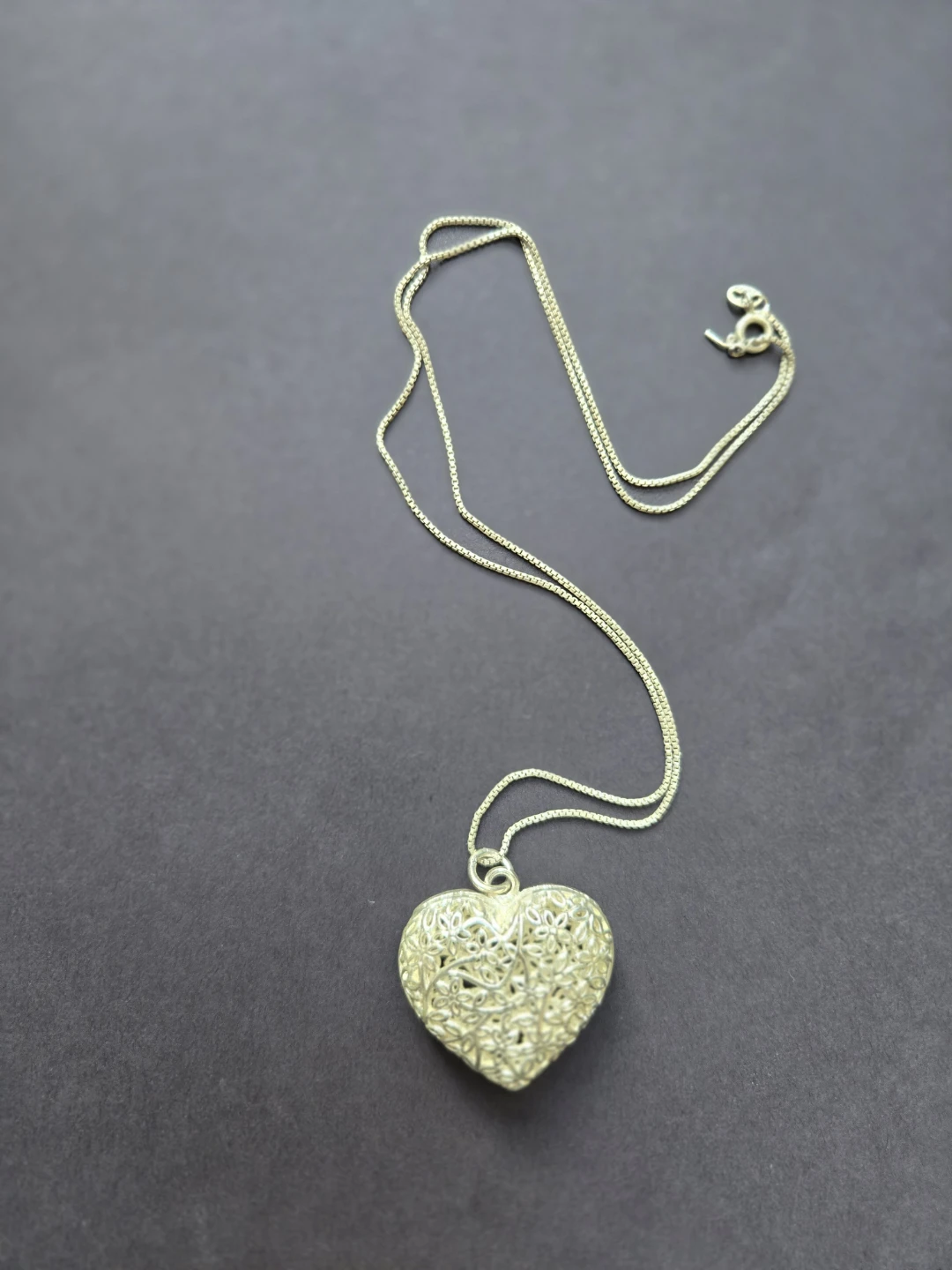 Silver-Tone Heart Pendant & Chain