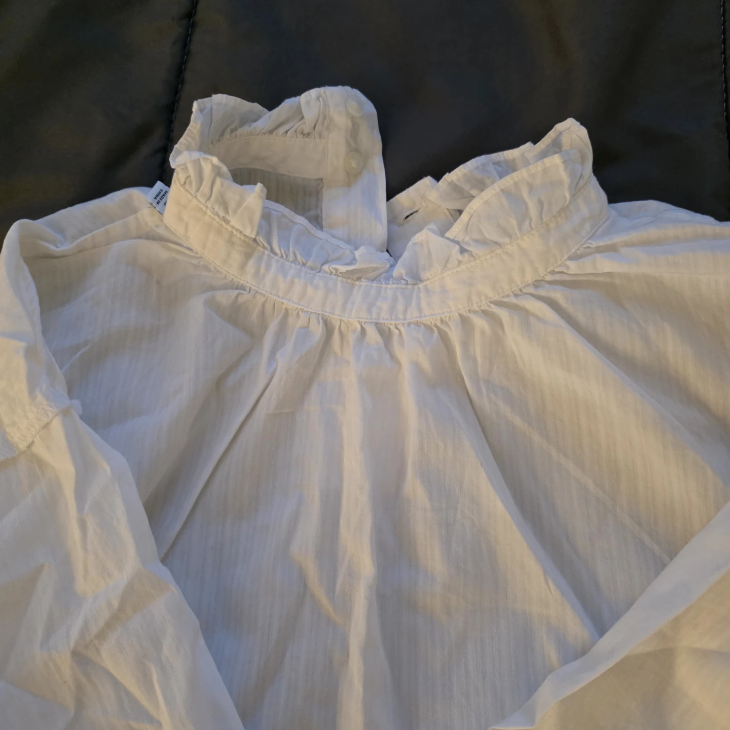 White Cotton Long Sleeve Blouses for Office - photo 3