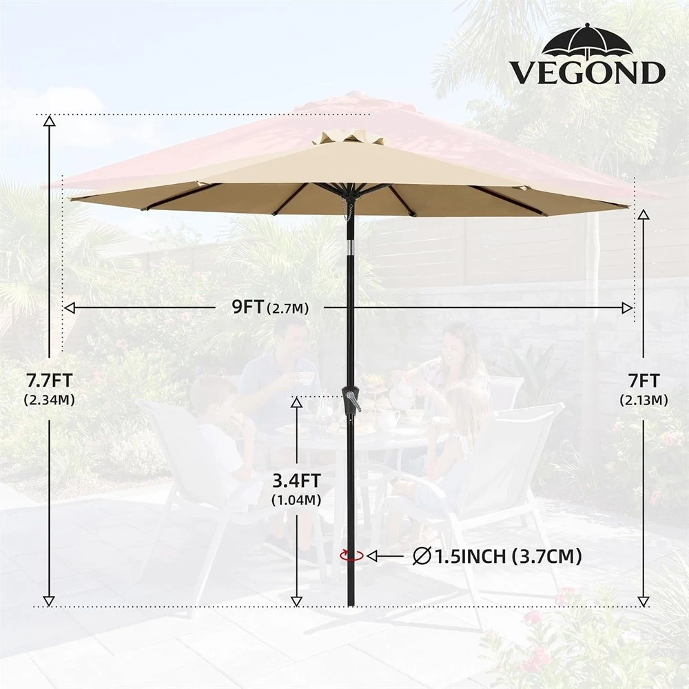 VEGOND 9ft Outdoor Patio Umbrella