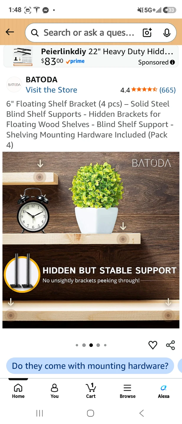 BATODA 6 inch Floating Shelf Brackets (4 pcs) - photo 4