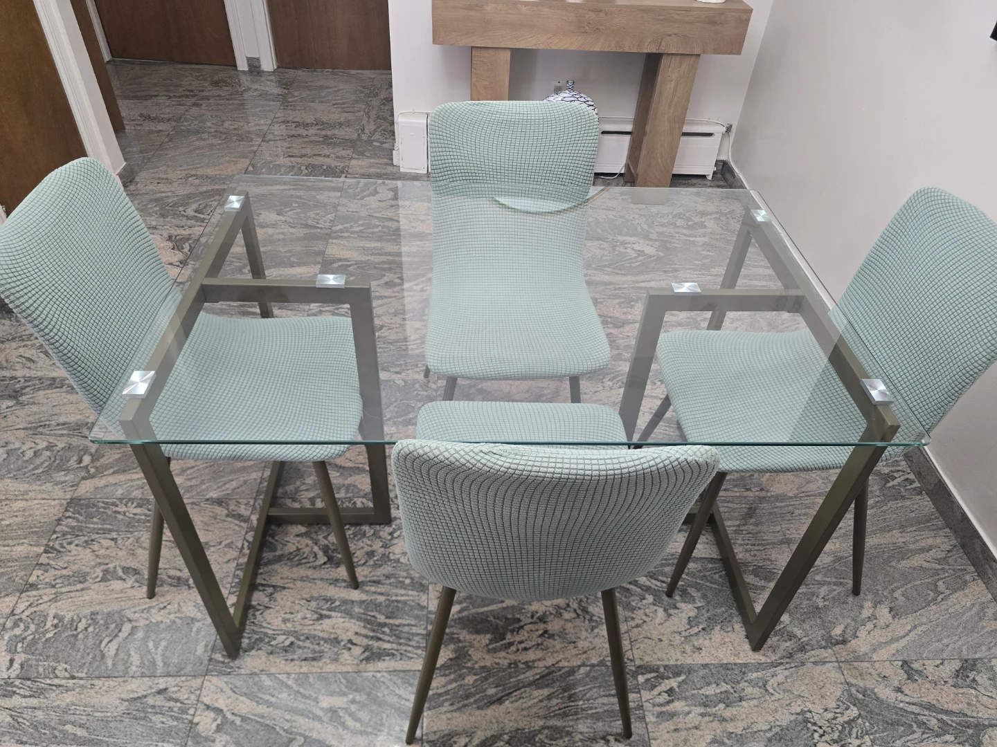 Glass Dining Table with 4 Chairs - photo 3