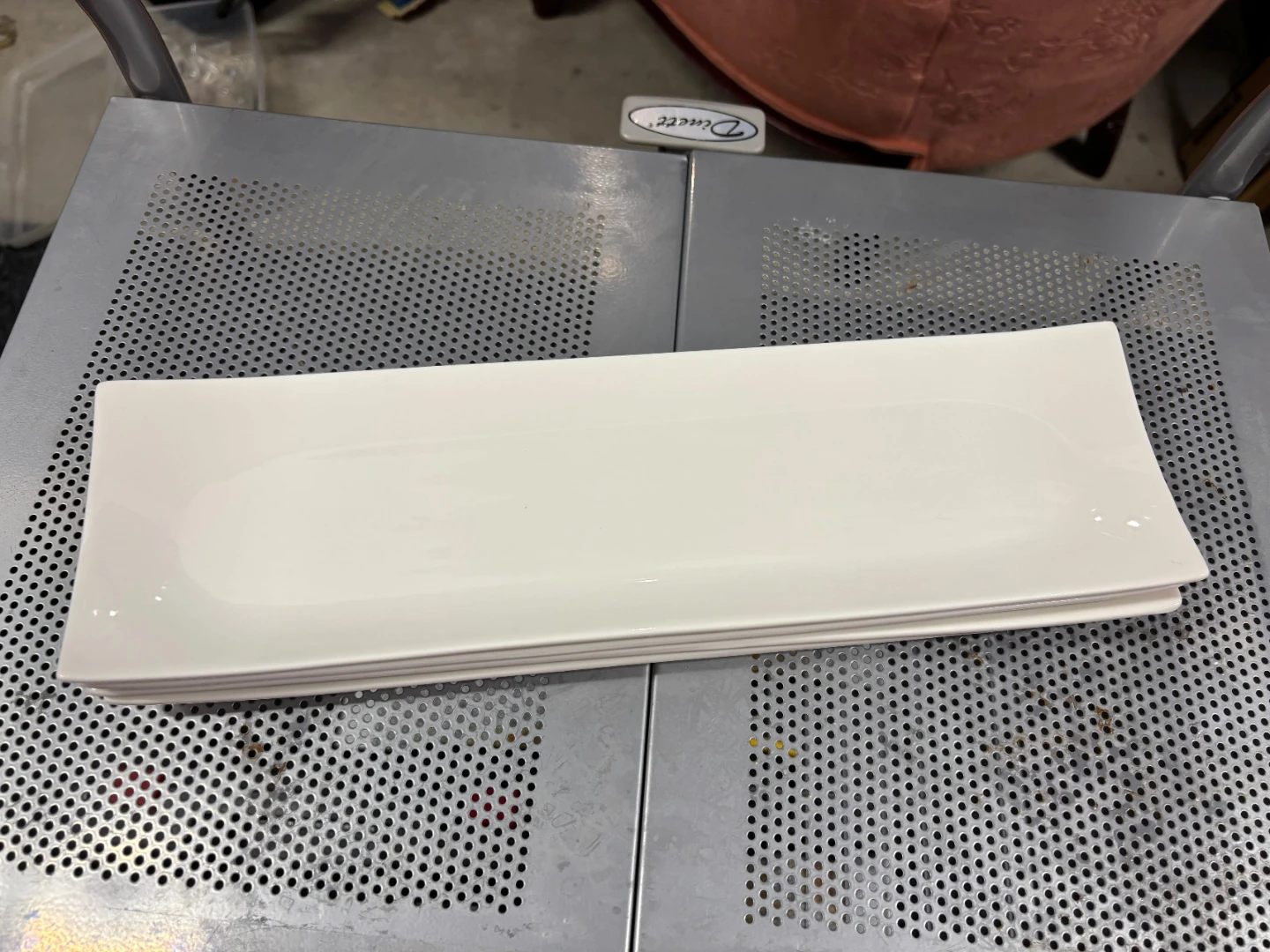 Set of 4 White Rectangular Serving Platters