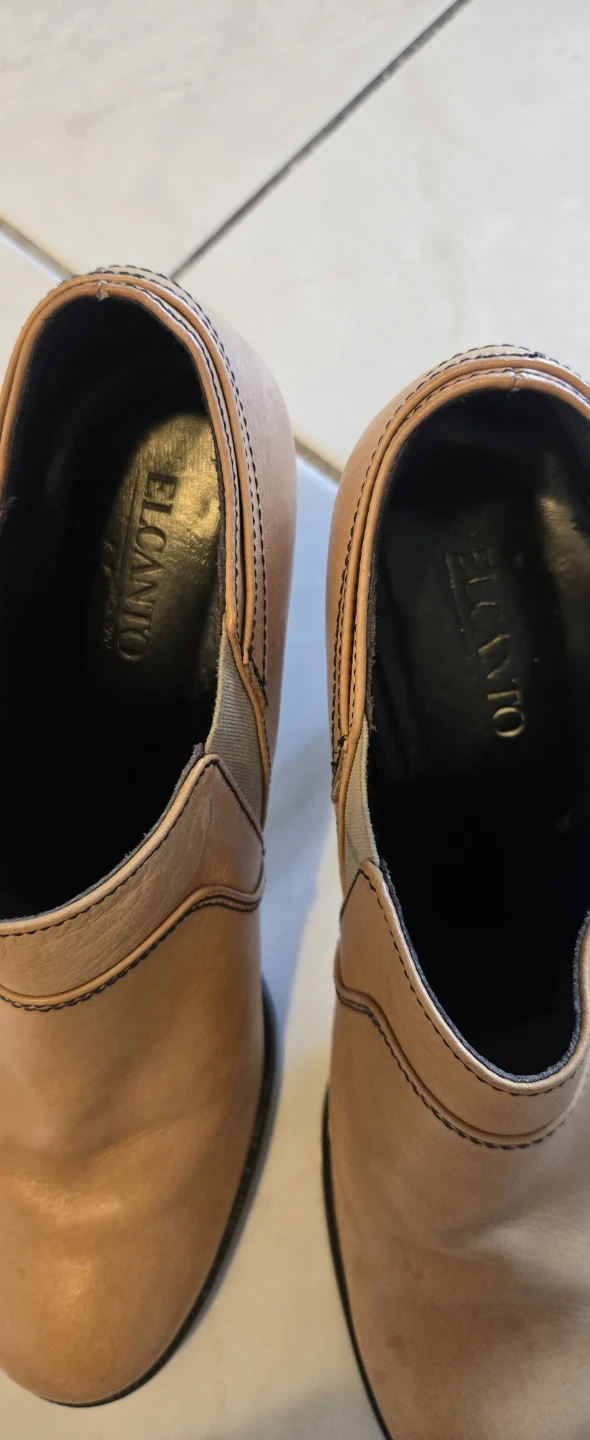 ELCANTO Tan Leather Heeled Ankle Boots Size 240 - photo 2