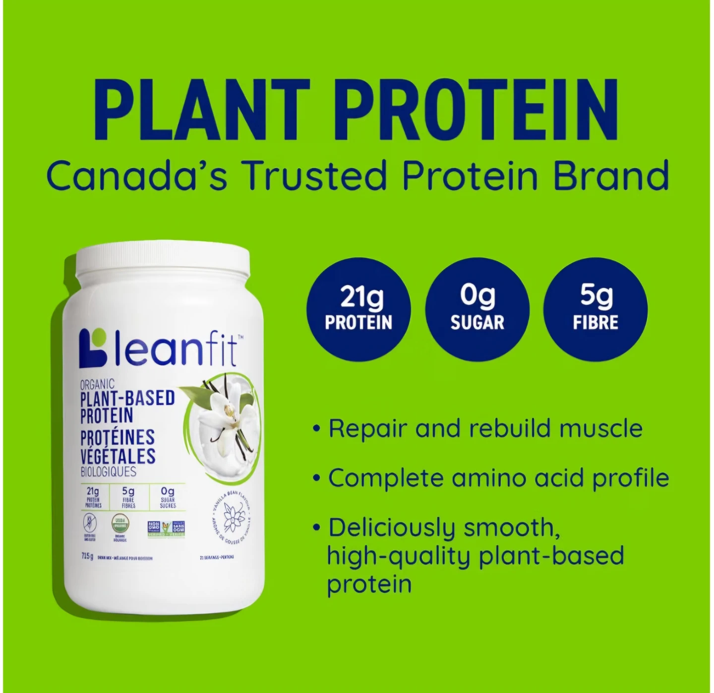 Leanfit Organic Plant-Based Protein Vanilla 517g - photo 4