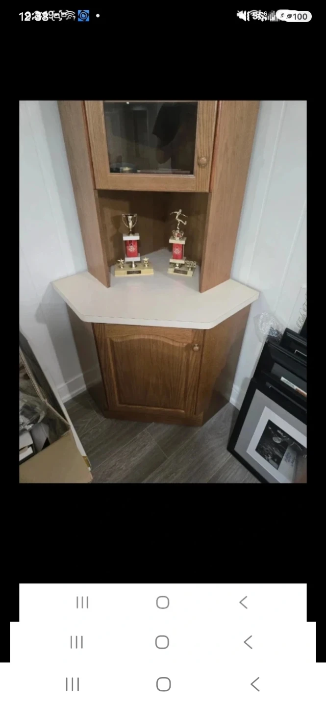 Custom Oak Corner Display Cabinet - photo 2