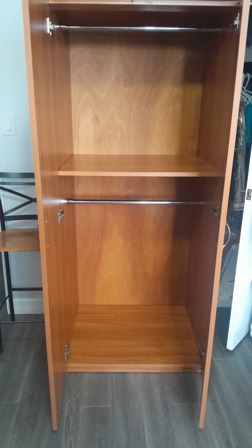 2-door adjustable shelving and rods Wooden Wardrobe Armoire - photo 2