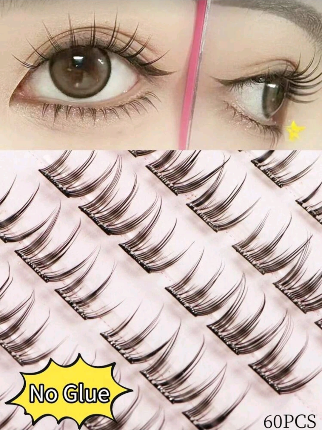 Wispy Cluster eye Lashes self adhesive C curl