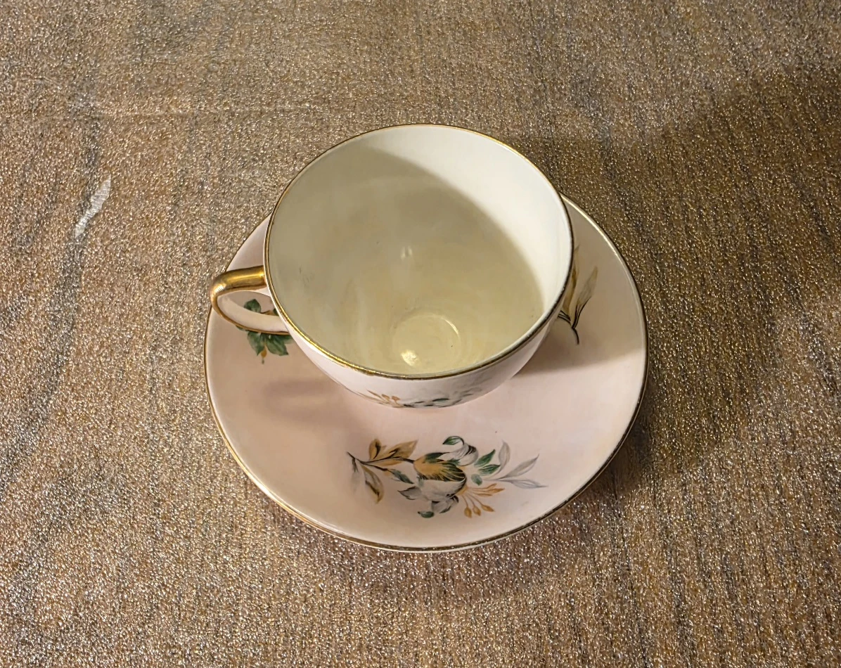 Old Royal England Pink Bone China Tiger Lily Teacup Saucer - photo 3