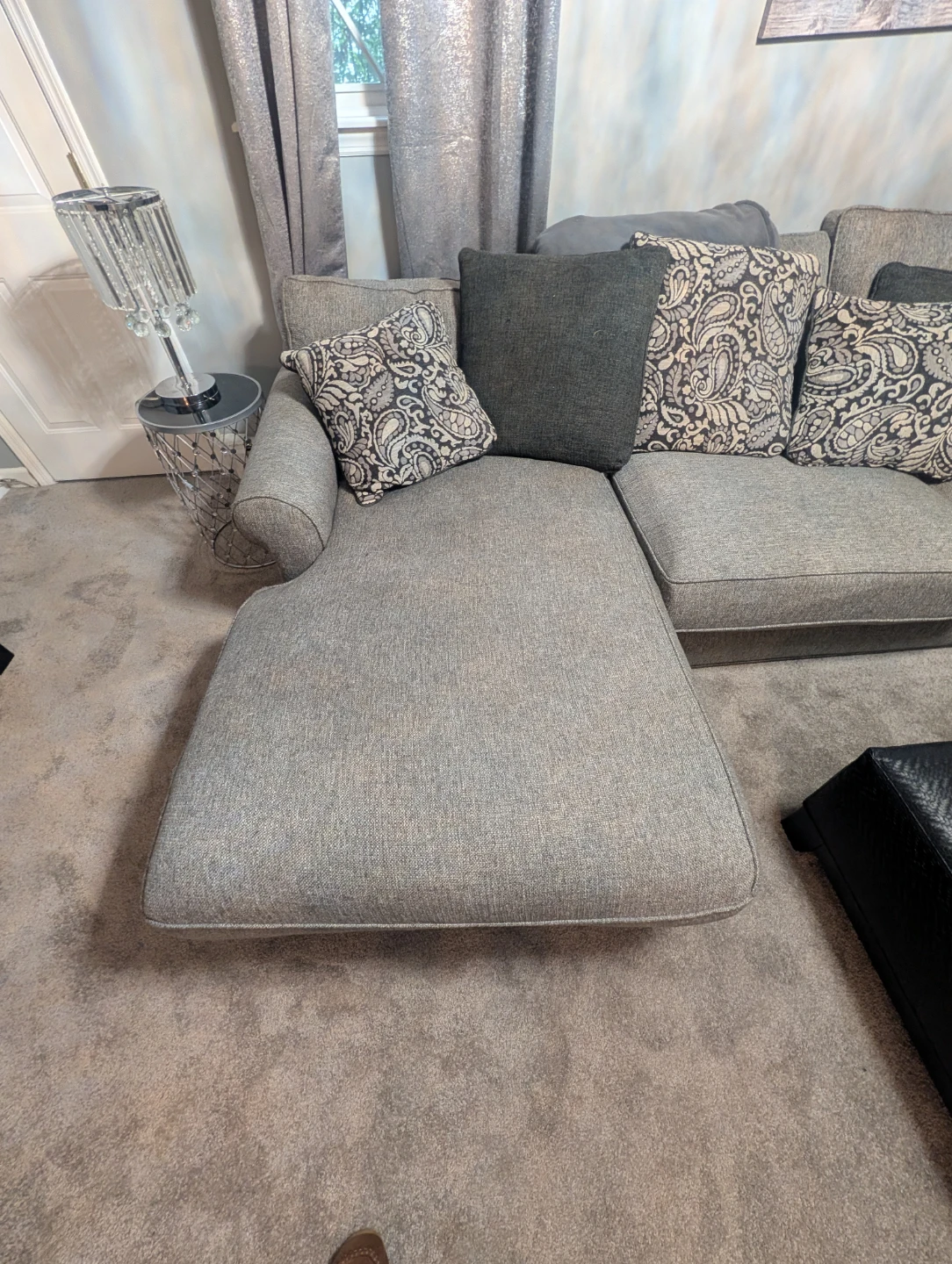 Large Gray Sectional Sofa with Chaise - photo 5