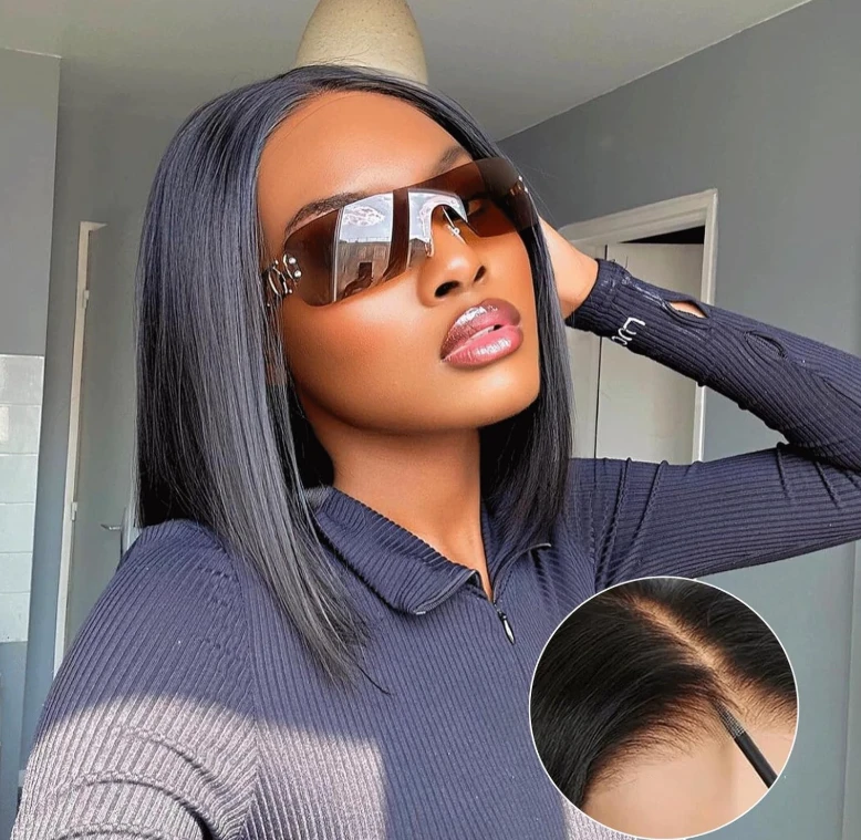 Human Hair Glueless Bob Wig - Black, 12 Inch - photo 3