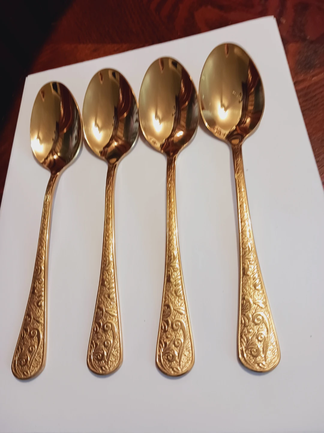 Set of 4 × Gold Plated Decorative Large Spoons - photo 4