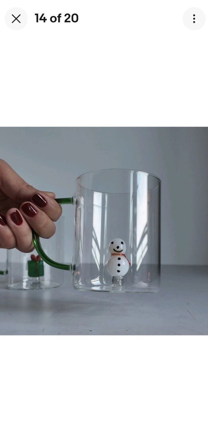 Set of 2 Clear Glass Mugs with Green Handles - photo 5