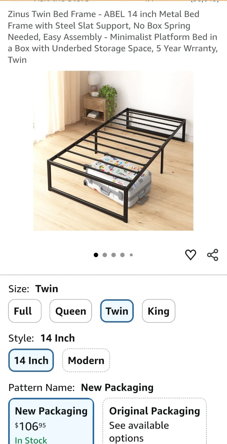 Mattress and Zinus Twin Bed Frame with Steel Slat Support - photo 3
