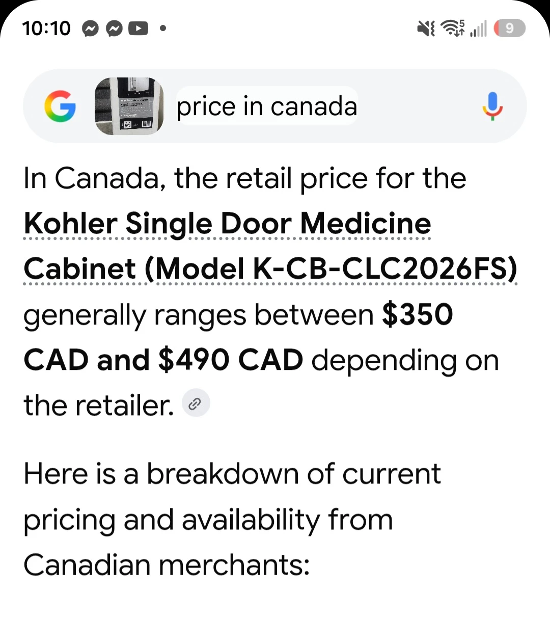Kohler Single Door Medicine Cabinet K-CB-CLC2026FS