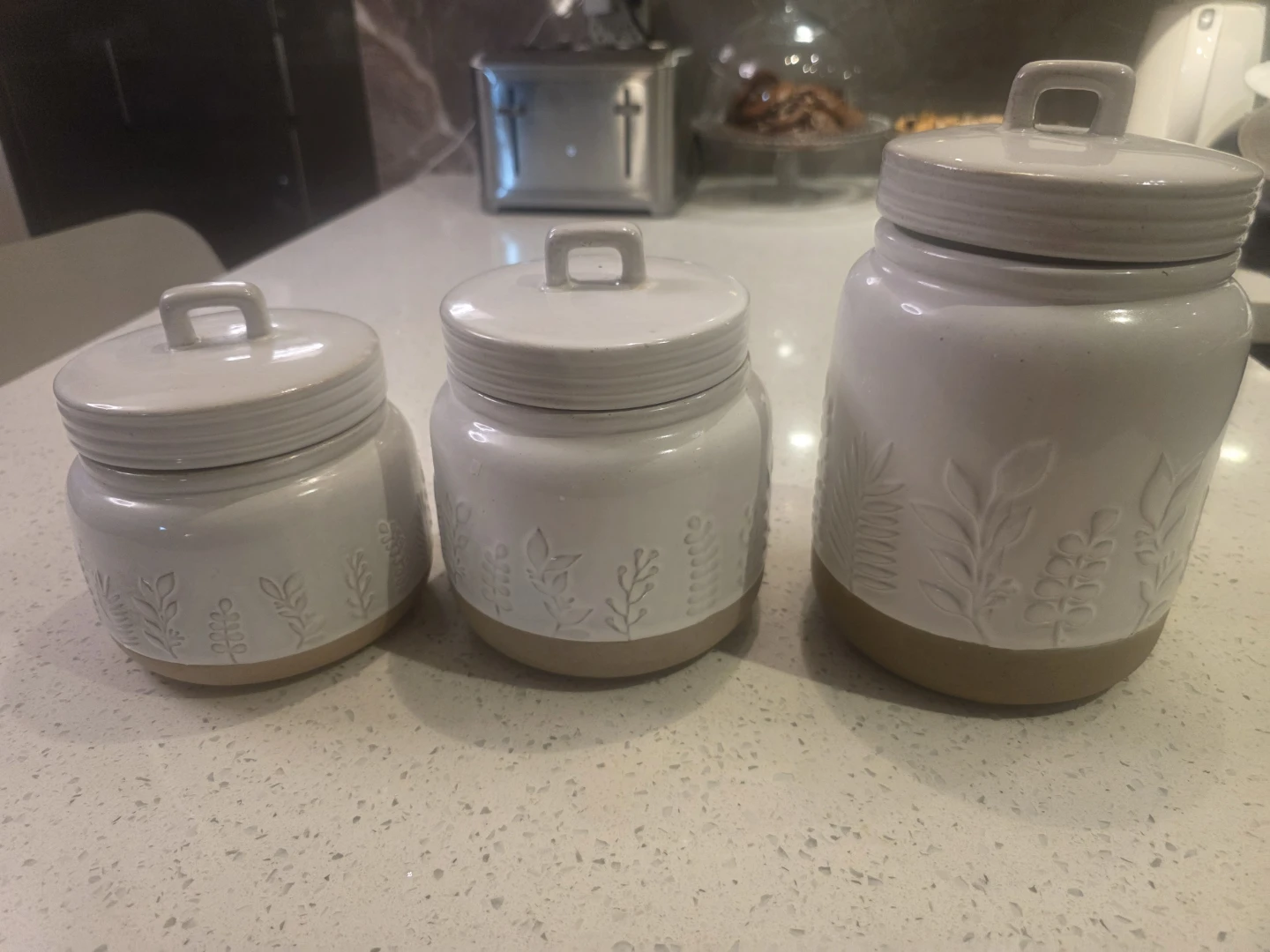 Set of 3 Ceramic Canisters with Lids