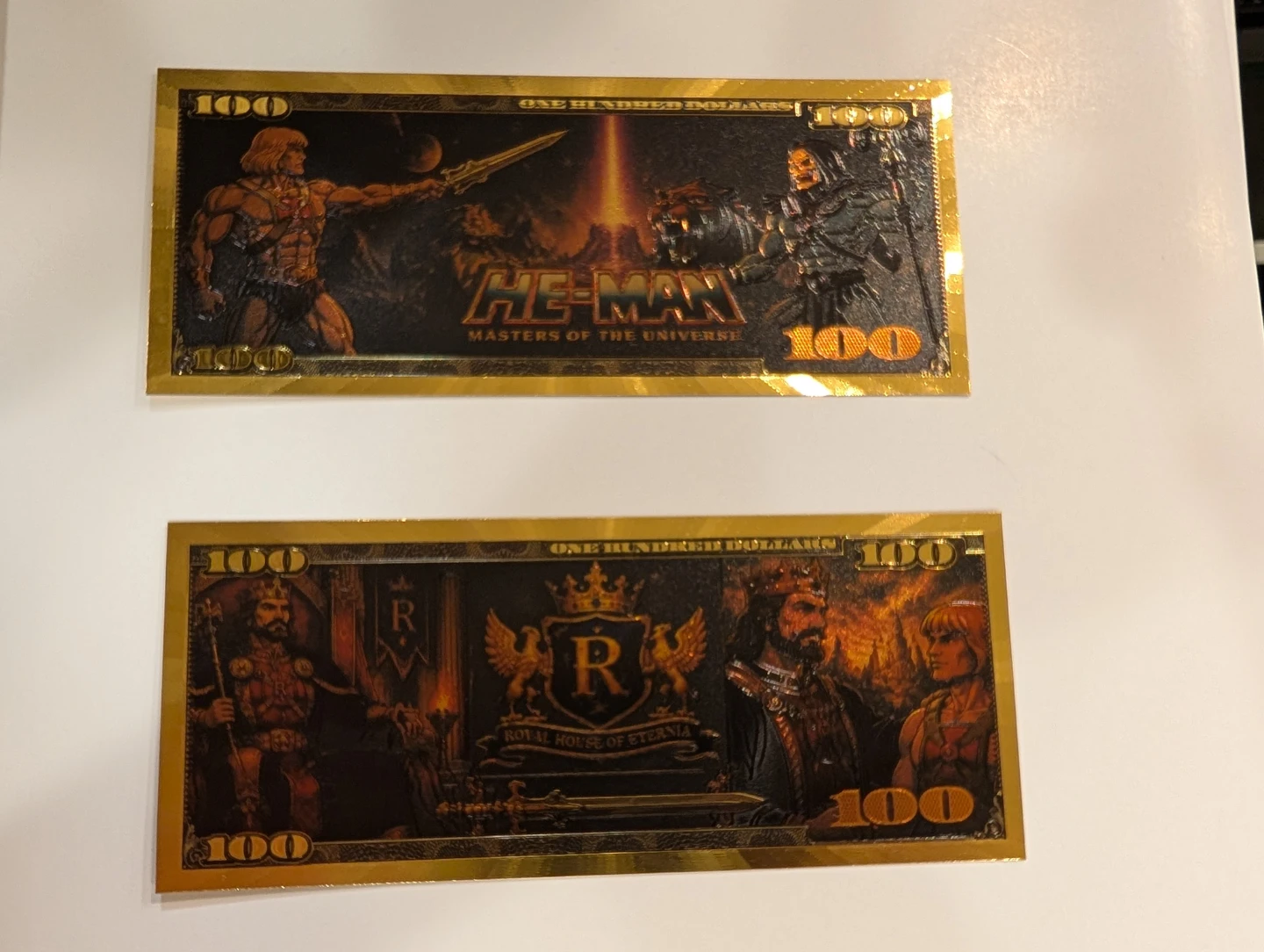 $100 rare masters of the universe foil foil novelty item