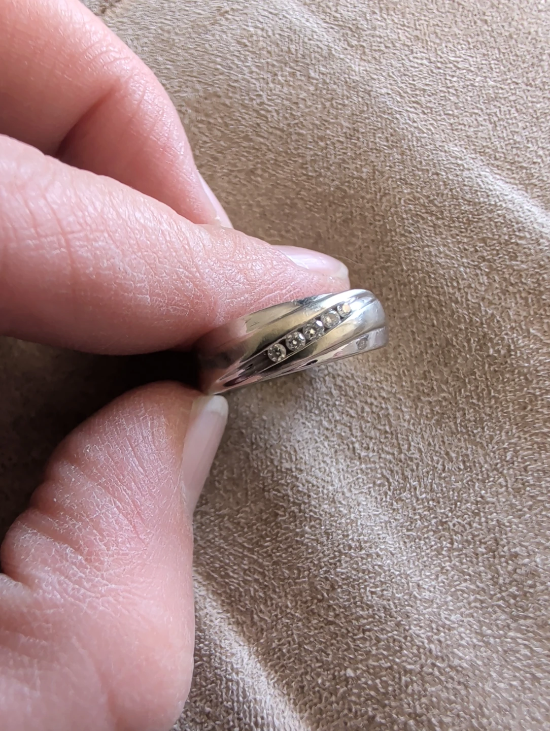 Silver-Tone Ring with Five Small Stones - photo 2