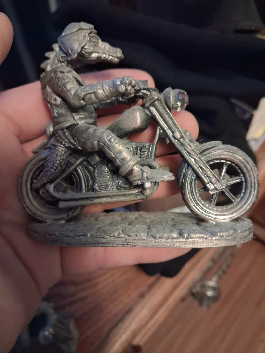 Signed Mark Locker The Biker Pewter Figurine