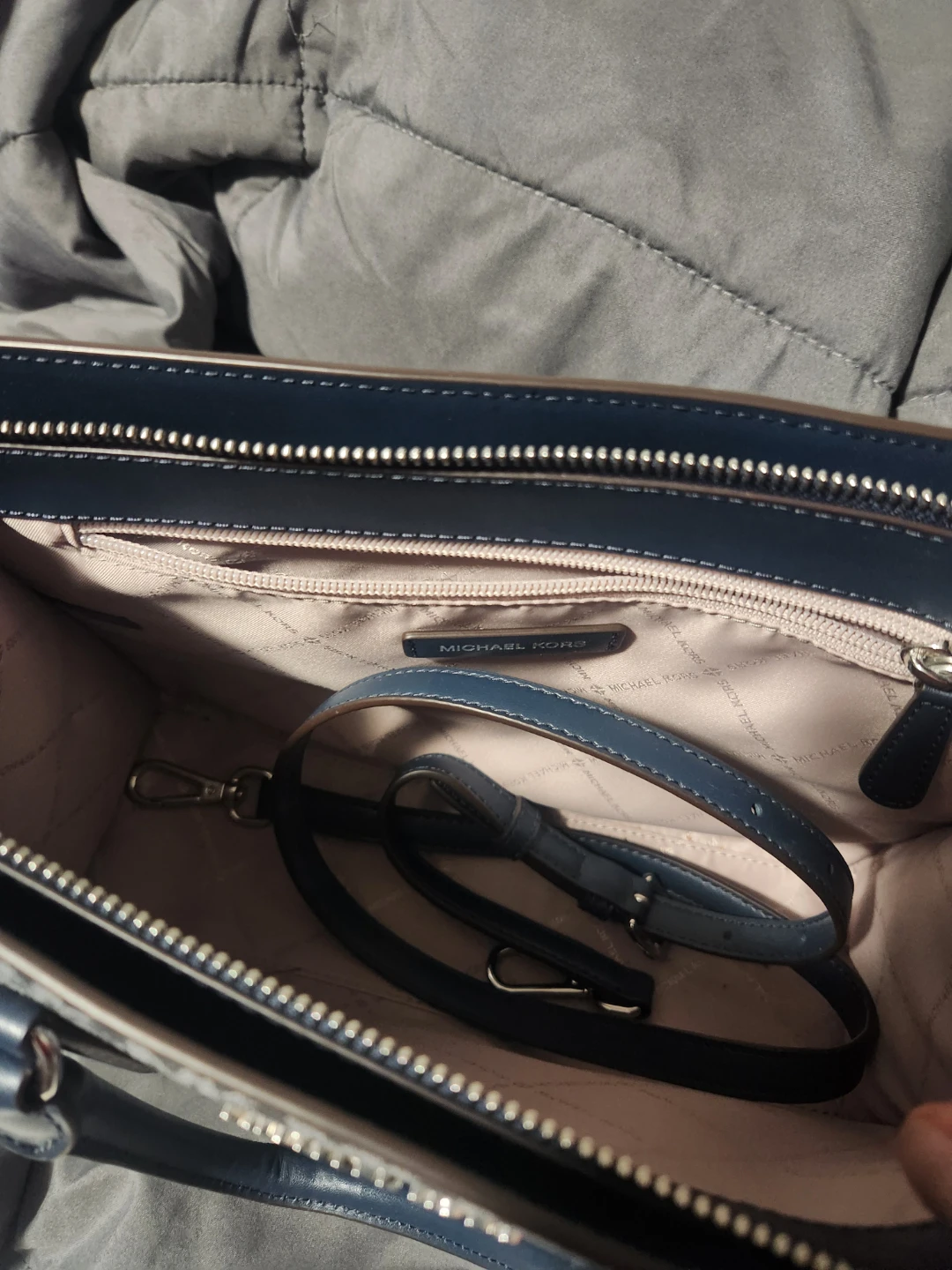 Michael Kors Signature Logo Satchel in Navy - photo 2