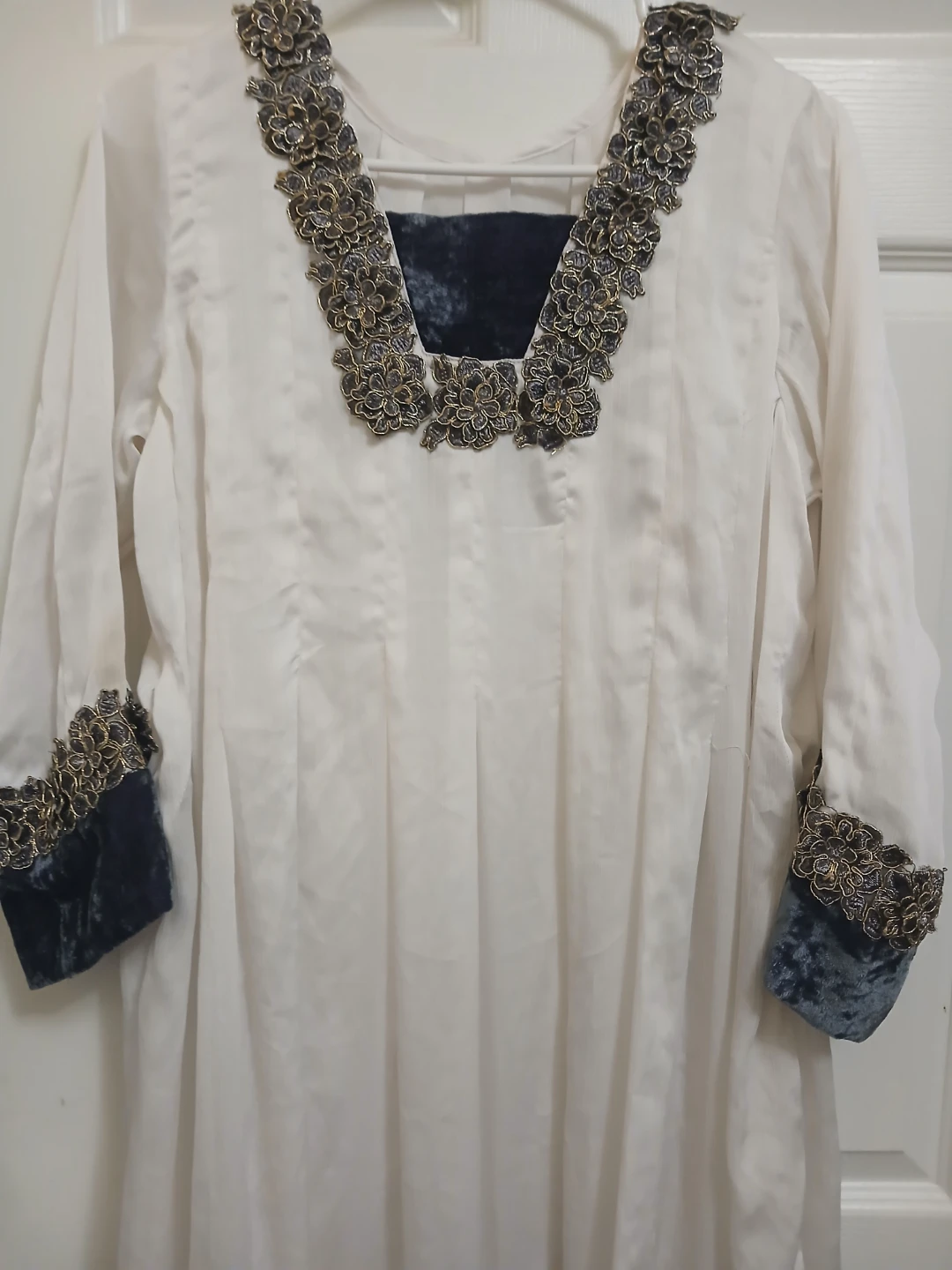 Closet declutter- White and grey anarkali long frock - photo 2