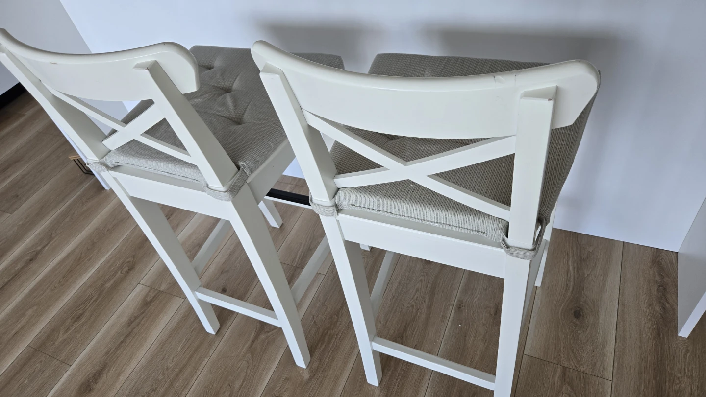 Set of three White Kitchen Counter Height Stools - photo 2