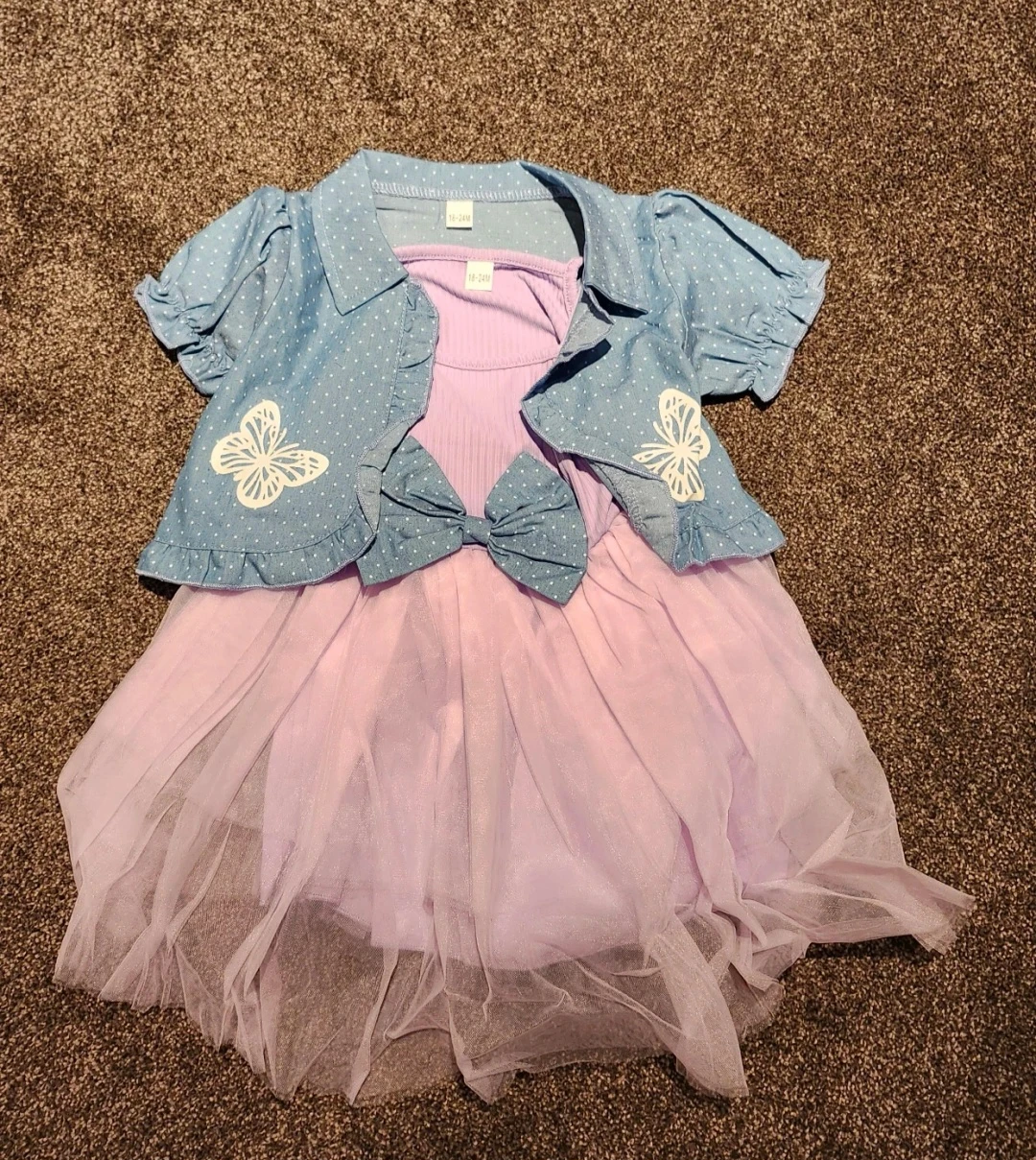 Toddler Girl Purple Dress with Denim Butterfly Bolero 🏈 - photo 4