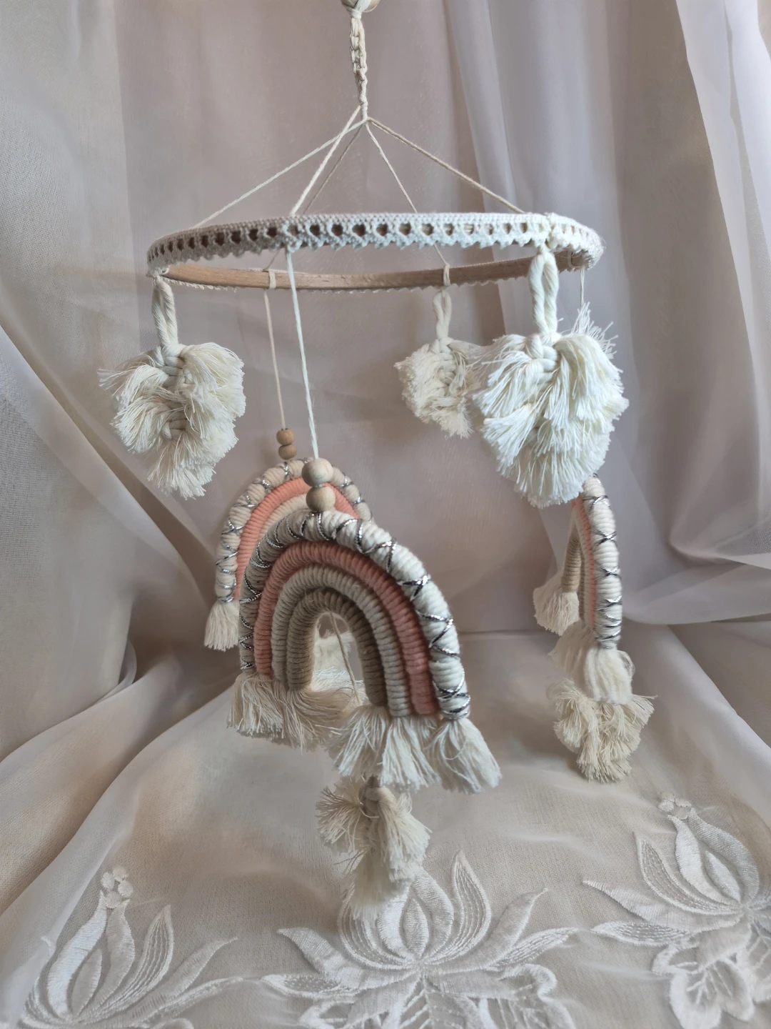 Beautiful 7 1/4" Hand Made Boho Macrame Crochet Hanging... - photo 4
